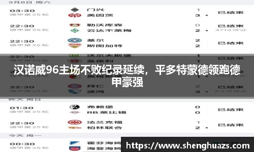 汉诺威96主场不败纪录延续，平多特蒙德领跑德甲豪强