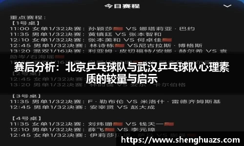 赛后分析：北京乒乓球队与武汉乒乓球队心理素质的较量与启示